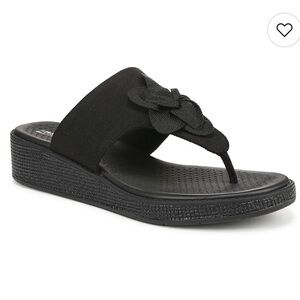 Life Stride Black Bloom Wedge Sandals